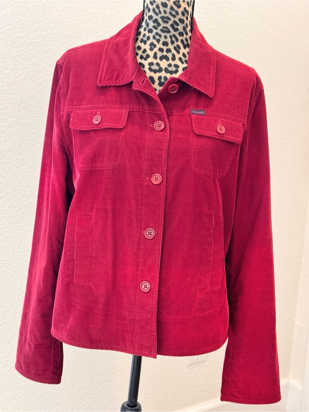 Faconnable Corduroy Button Down Jacket in Red
